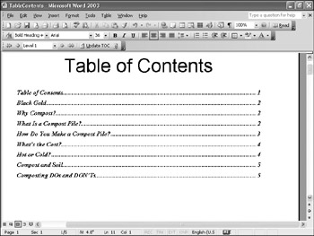 how to create linked table of contents in adobe
